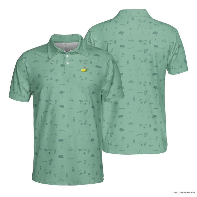2024 Masters Tech Green Golf Polo Shirt Augusta National All-over Print Men's Polo Lightweight Golfer Gift Golf Player Shirt