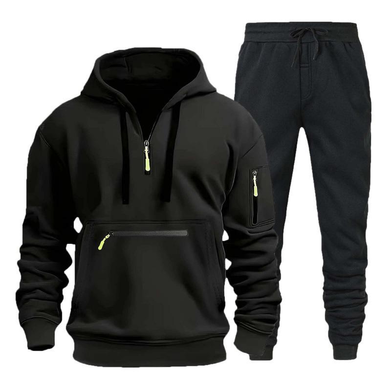 Men's Sweatshirt Hoodie Set Zipper Multi-pocket Pullover Men's Sports Casual Top Two-piece Set