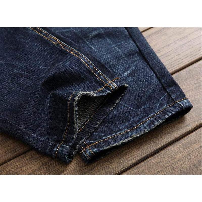 Men's Fashion Ripped Classic Distressed Straight Slim Fit Designer Jeans For Men Denim Pants