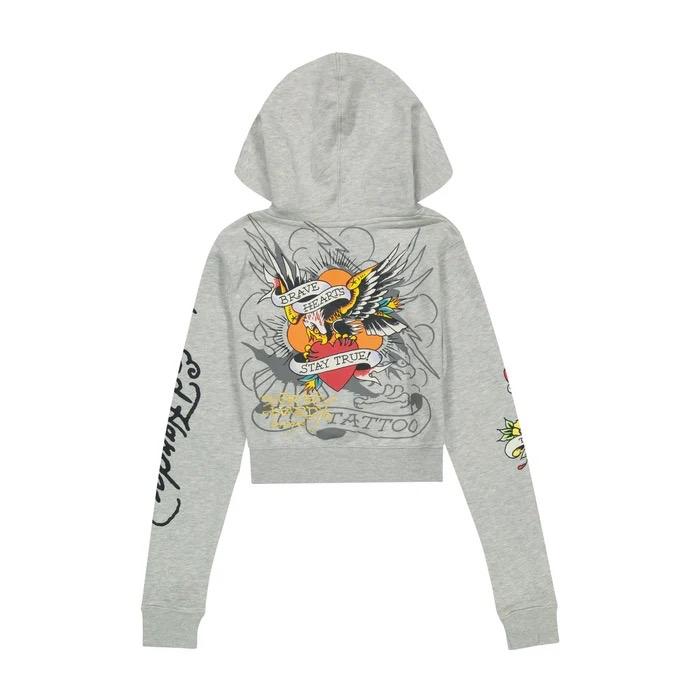 ED HARDY GRAY PINK “rose heart” SET(pants and hoodie) Suits