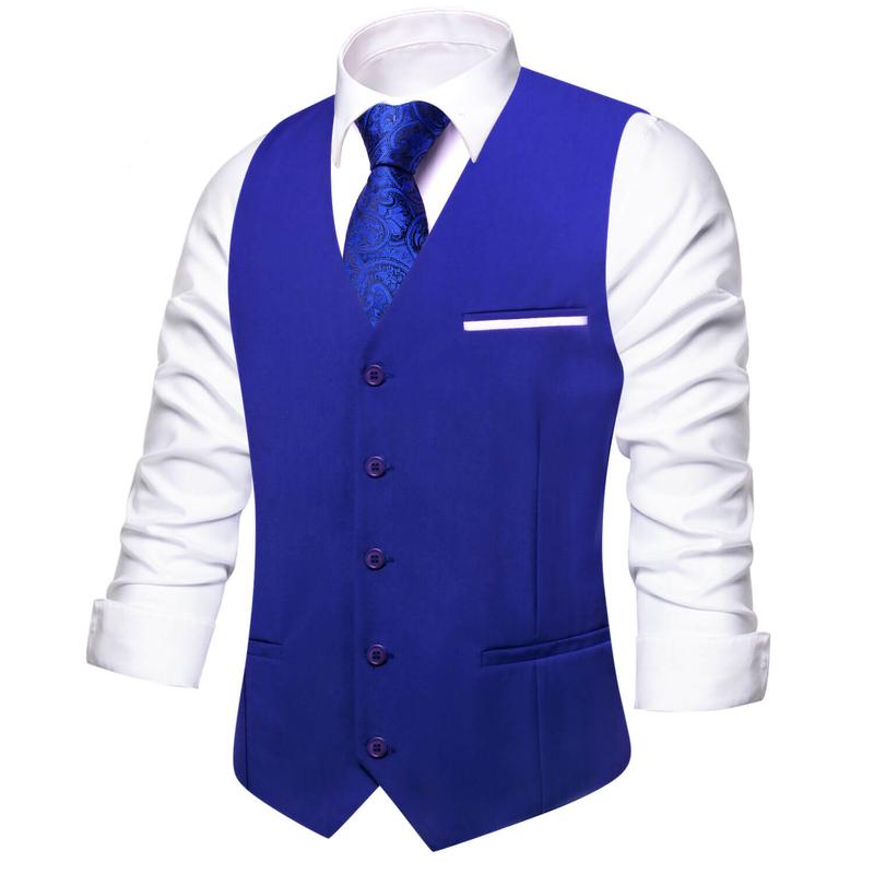 Mens Waistcoat with Adjustable Back Band Solid Formal Dress Vest for Wedding Groom Men's Formal Suit Vest with Pockets Men's Slim