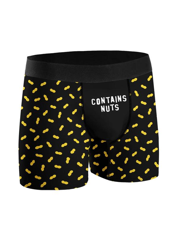 Men's Cartoon Letter Print Boxer Brief, Casual Comfy Breathable Underwear for Daily Wear, Mens Underwear for All Seasons