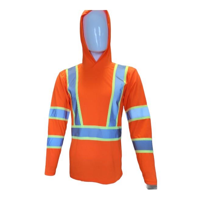 Orange Long Sleeve Hooded Safety Shirt