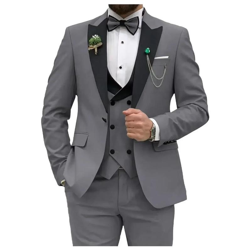 Blue Men Suits Slim Fit 3 Piece Double Breasted Suit Men Wedding Prom Party Business(Blazer+Vest+Pants) Wedding Suits for Men Menswear Chinese Festival Office Formal Workwear Long Sleeve Beige Customized Formal Wear Plain Sleeveless