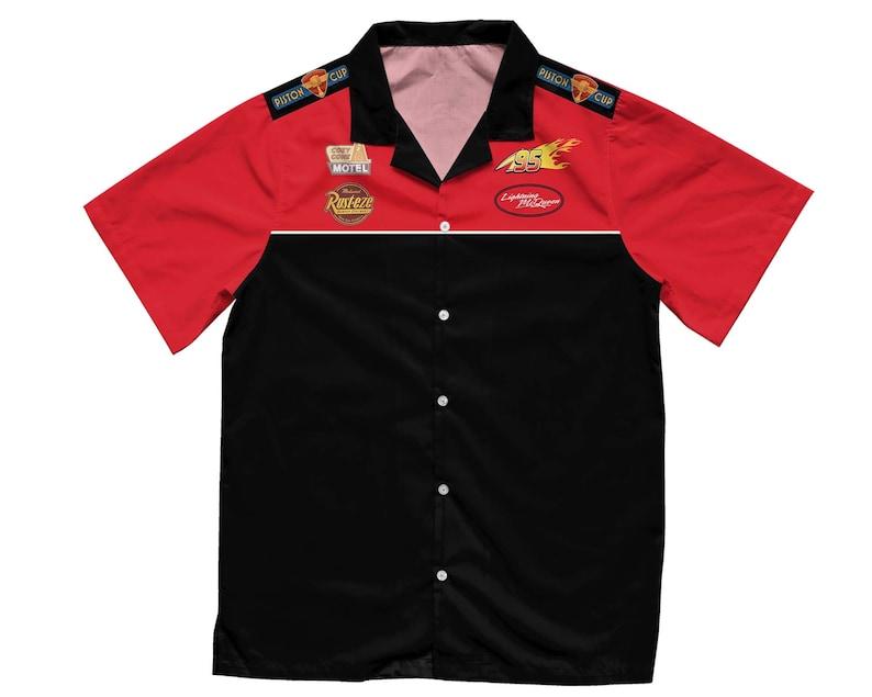 Lightning Mcqueen Mechanic Woven Hawaiian Shirt, Rust-Eze Cars Hawaii Shirt, Cup Champion, World Family Trip, Freeship