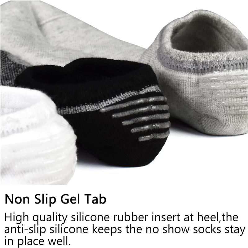 Mens No Show Socks, 8 Pairs Non Slip Ankle Socks for Men Low Cut Athletic Liner Socks for Loafer Flats Sneakers Casual Cotton