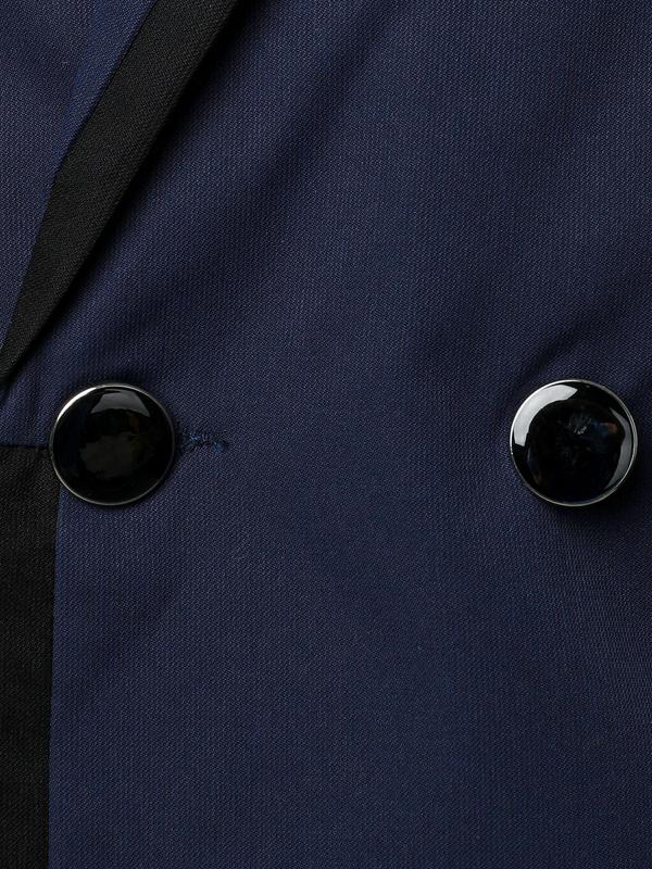 Men's Striped Trim Double Button Shawl Collar Blazer, Business Formal Flap Detail Long Sleeve Suit Jacket for Work Office, Men's Clothing for All Seasons