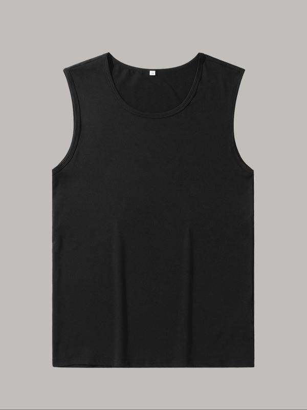 Men's Letter Print Tank Top, Casual Sleeveless Round Neck Top for Summer, Summer Tops, Summer Clothes Sleepwear for Men, Comfy Loungewear for Daily Wear, Men's Clothing