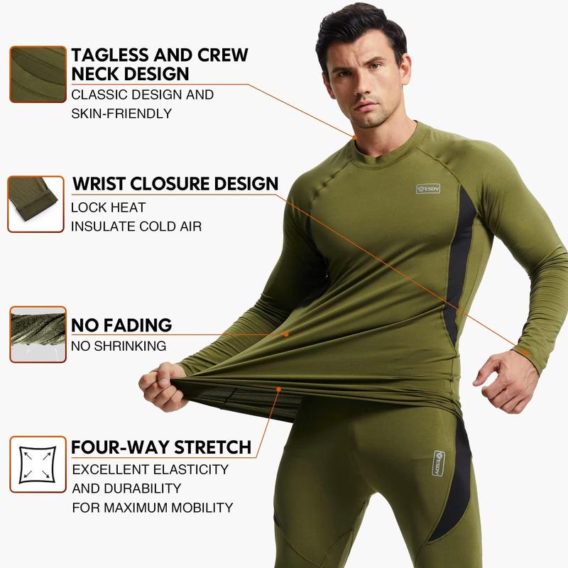 convallaria Thermal Underwear Long Johns Set Mens Winter Hunting Gear Sport Base Layer Bottom Top XS-4XL