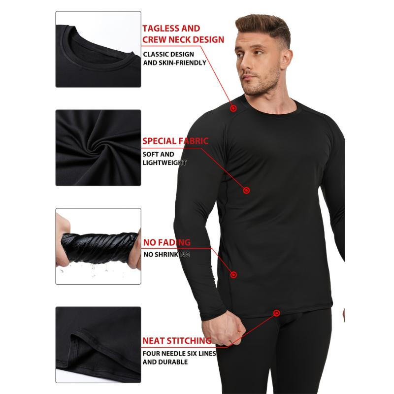 5-Pack Men's Thermal Compression Shirts Fleece Lined Long Sleeves Active Base Layers Cold Weather Gear Workout Tops