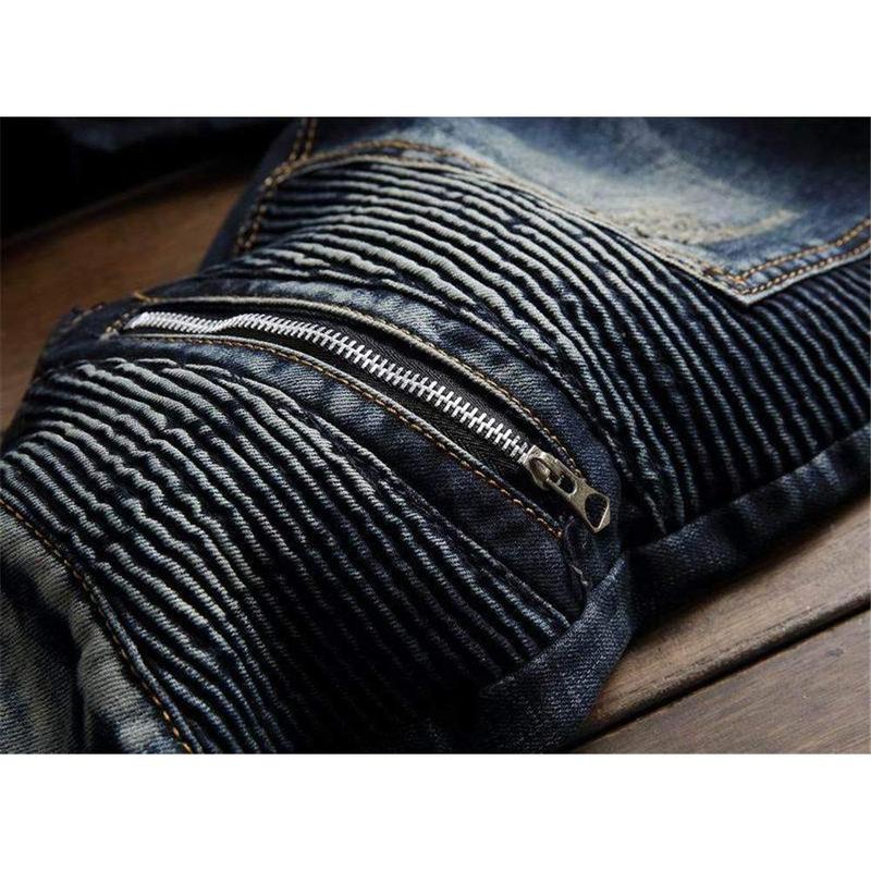 Men's Fashion Ripped Classic Distressed Straight Slim Fit Designer Jeans For Men Denim Pants