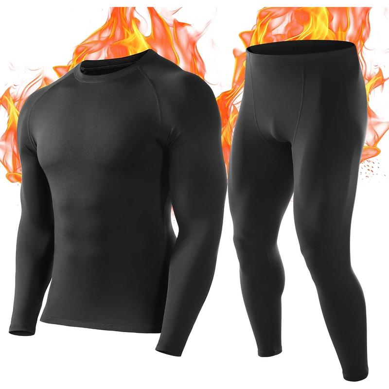 Thermal Underwear for Men: Fleece Lined Long Johns Base Layer Cold Weather Winter Ski Thermals Top and Bottom Set