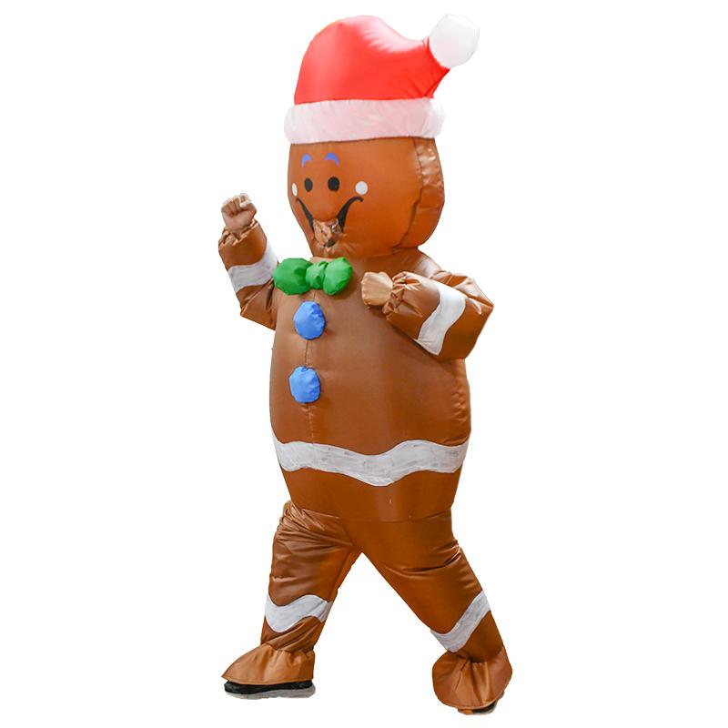 Christmas Inflatable Gingerbread Man Costume Christmas Party Blow-up Costume for Adult Christmas Decor Parade (Gingerbread Man)