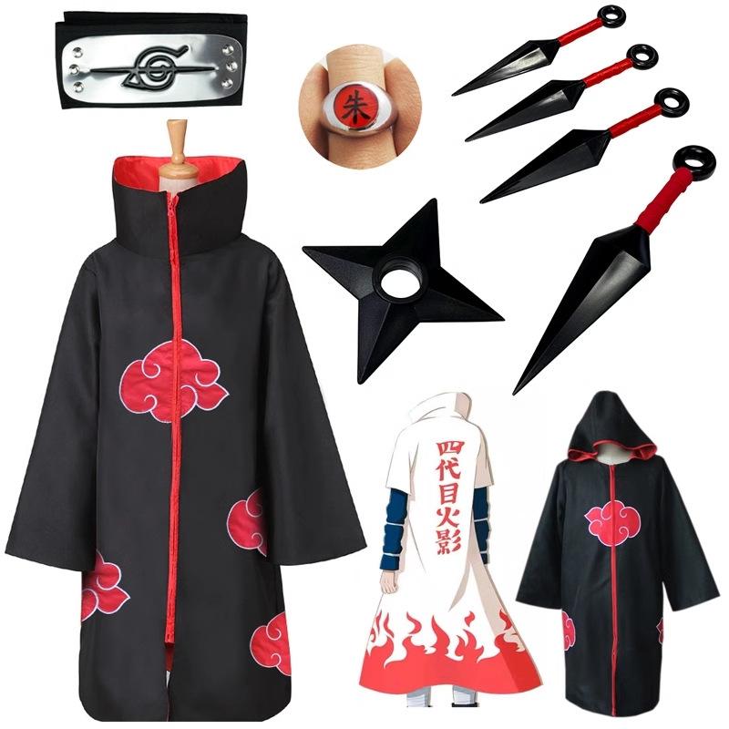 Akatsuki clothes Ninja Uchiha Red Cloud CloakS - Fourth Hokage Yellow Lightning Namikaze Costume