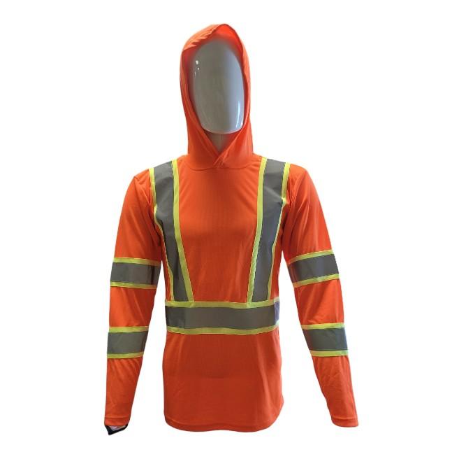 Orange Long Sleeve Hooded Safety Shirt