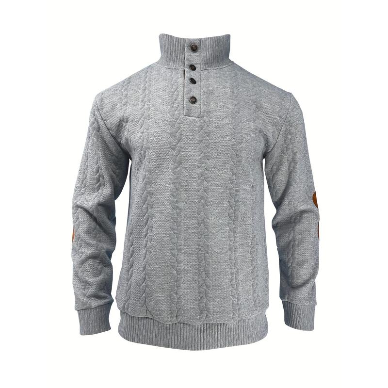 Stylish Men's Knitted Long Sleeve Pullover Sweater - Soft, Comfy, and Versatile Sweatshirt with Button Detail, Perfect for Spring and Autumn Casual Wear, Everyday Comfort, and Outdoor Activities