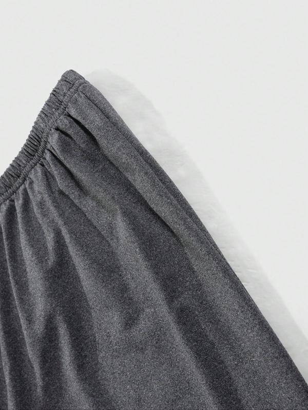 Men's Solid Color Elastic Waist Pajama Pants, Casual Comfy Lounge Trousers for Spring & Fall, Men's Sleepwear for Indoor Wear