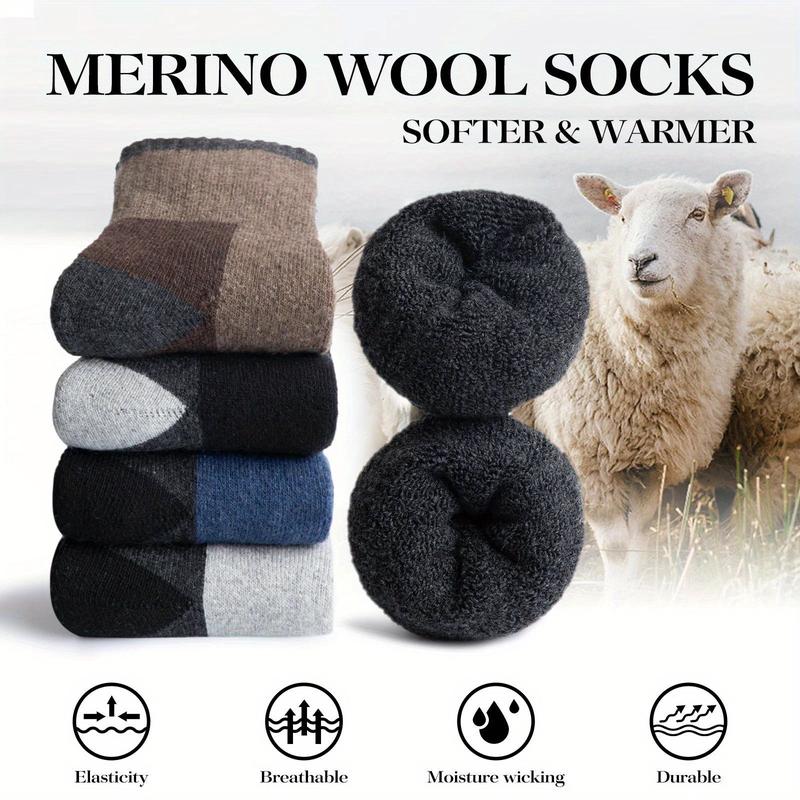 5 Pairs of Men's and Women's Wool Socks, Soft and Warm Casual Mid-Tube Socks, Comfortable and Breathable Sports, Suitable for Indoor and Outdoor