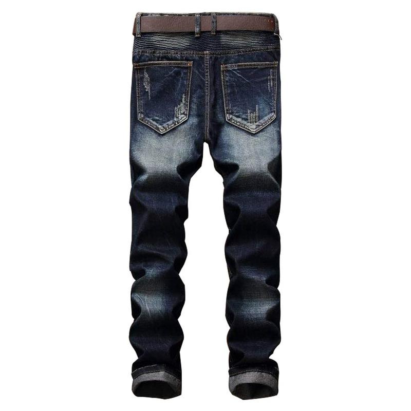 Men's Fashion Ripped Classic Distressed Straight Slim Fit Designer Jeans For Men Denim Pants