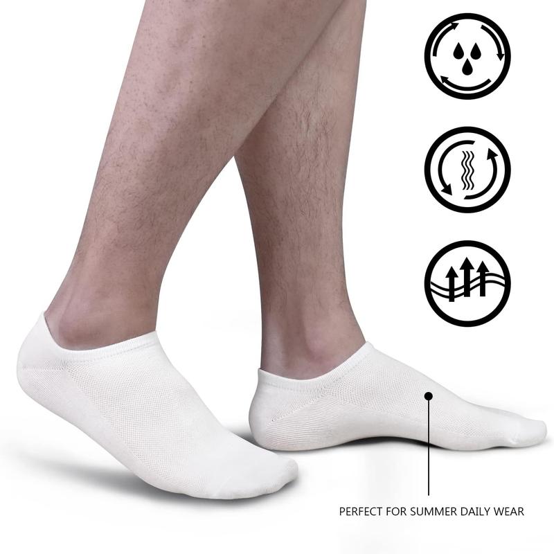 Mens No Show Socks, 8 Pairs Non Slip Ankle Socks for Men Low Cut Athletic Liner Socks for Loafer Flats Sneakers Casual Cotton