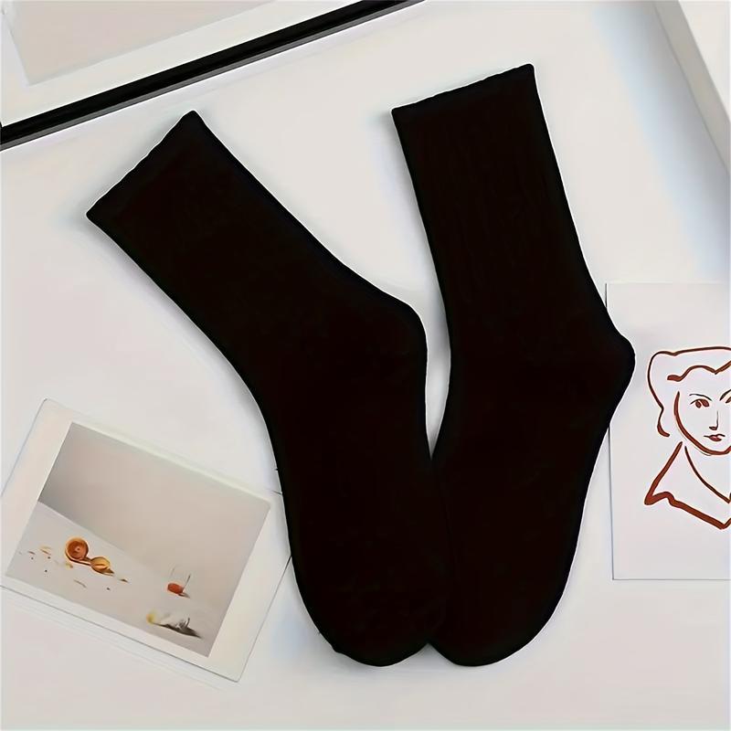 5 Pairs Unisex Fashion Solid Color Crew Socks, Breathable and Comfortable Casual Socks, Suitable for Daily and Outdoor Wear, Suitable for All Seasons