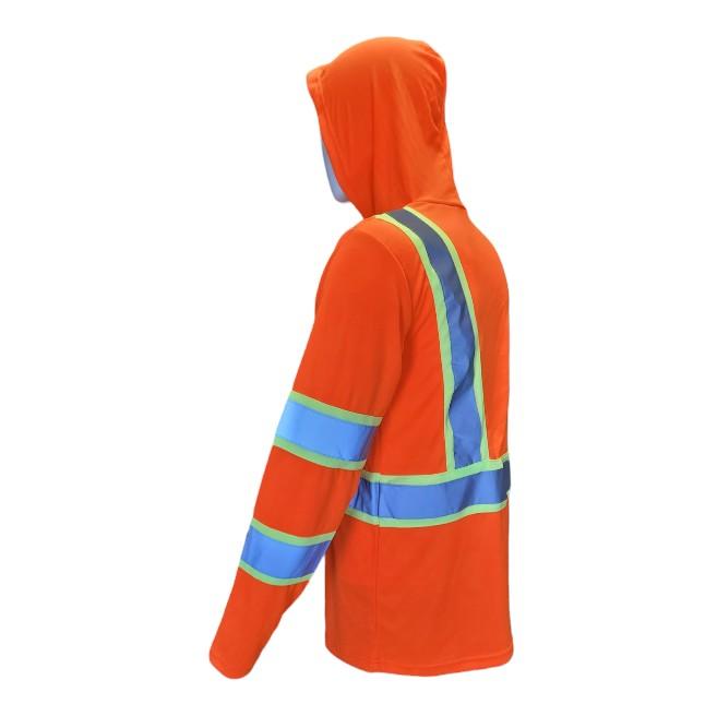 Orange Long Sleeve Hooded Safety Shirt