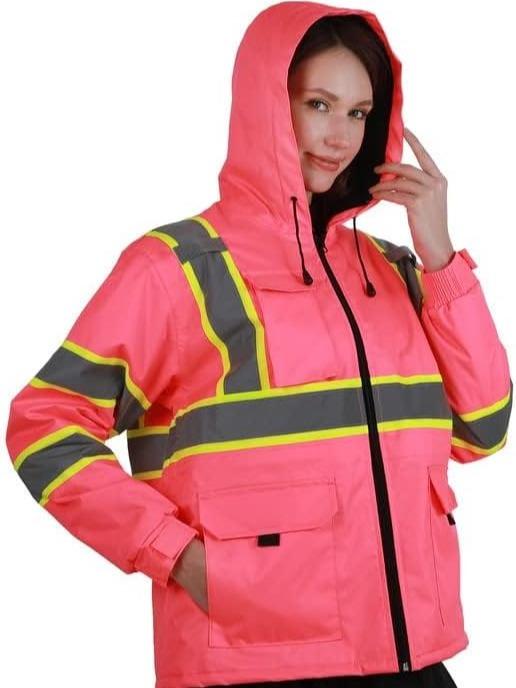 Thermal Reflective Safety Jacket for Women and Men with Pockets and Zipper Front - ANSI ISEA Standard studson  hardhat Outdoor High Visibility Sherpa-Lined Hi-Viz