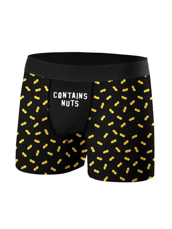 Men's Cartoon Letter Print Boxer Brief, Casual Comfy Breathable Underwear for Daily Wear, Mens Underwear for All Seasons