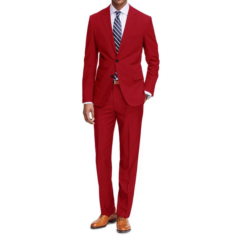 Braveman Men's Classic Fit 2PC Suits Menswear Fashion Blazer Pants Set -  Perfect for Formal Occasions Burgundy Classy prom suit