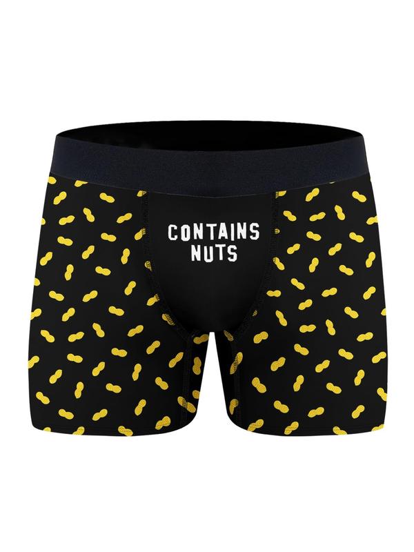 Men's Cartoon Letter Print Boxer Brief, Casual Comfy Breathable Underwear for Daily Wear, Mens Underwear for All Seasons