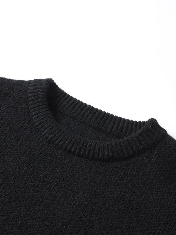 Unisex Men's Fire Print Drop Shoulder Crewneck Sweater, Loose Casual Long Sleeve Round Neck Jumper Knitwear for Fall & Winter, Fall Sweaters, Streetwear Sweaters, Y2k Freaky Knitting Pullover Top, Menswear Tops