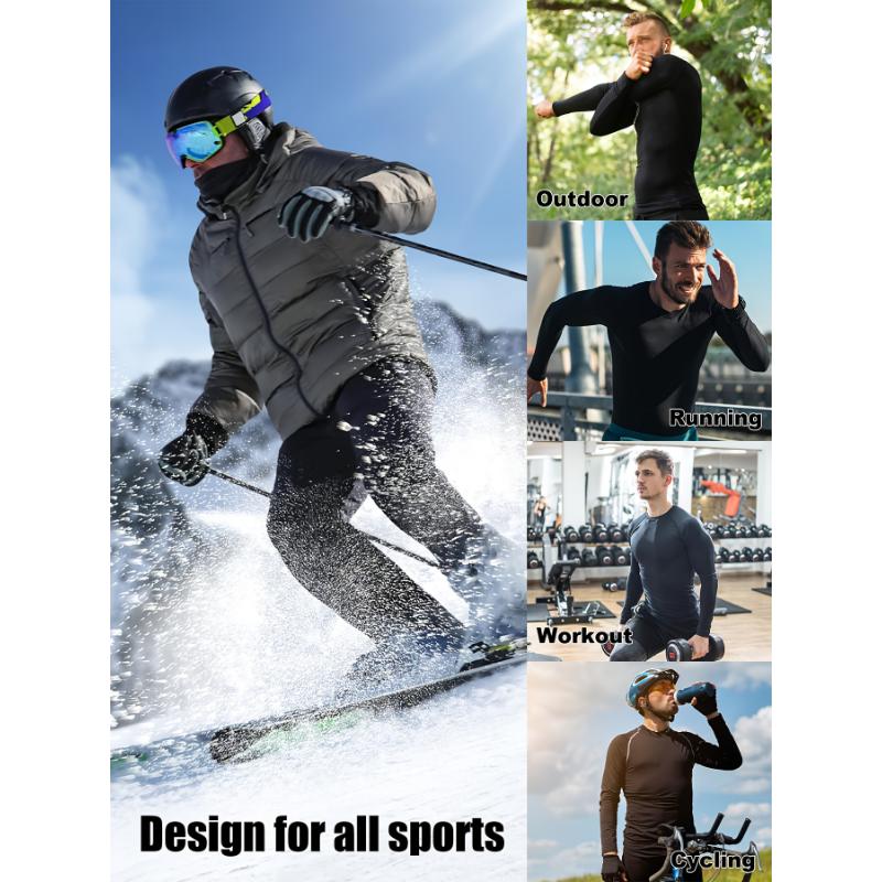 5-Pack Men's Thermal Compression Shirts Fleece Lined Long Sleeves Active Base Layers Cold Weather Gear Workout Tops