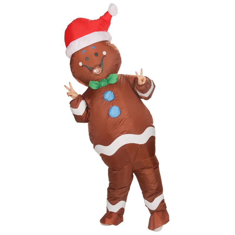 Christmas Inflatable Gingerbread Man Costume Christmas Party Blow-up Costume for Adult Christmas Decor Parade (Gingerbread Man)