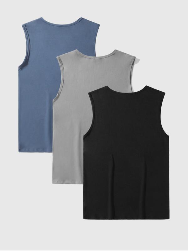 Men's Letter Print Tank Top, Casual Sleeveless Round Neck Top for Summer, Summer Tops, Summer Clothes Sleepwear for Men, Comfy Loungewear for Daily Wear, Men's Clothing