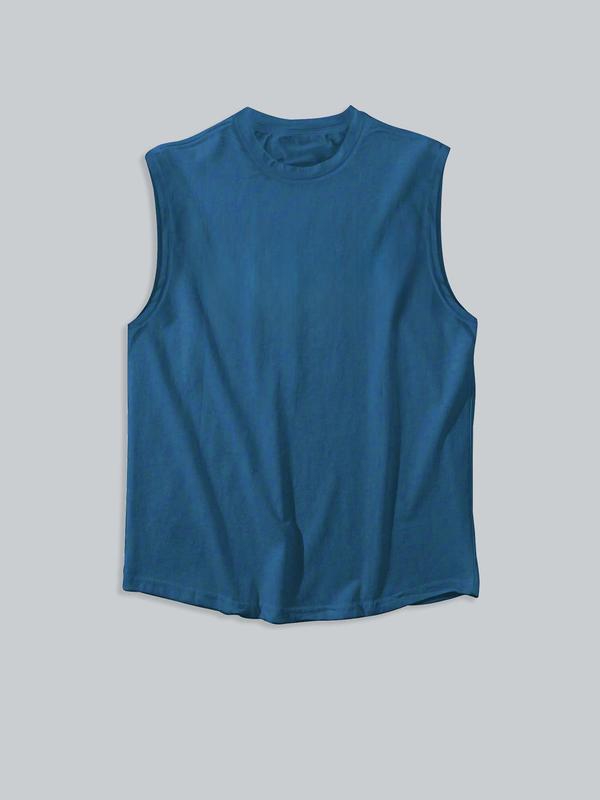 Men's Plain Round Neck Tank Top, Regular Fit Casual Streetwear Sleeveless Top for Summer, Summer Outfits, Men's Clothes for Daily Wear