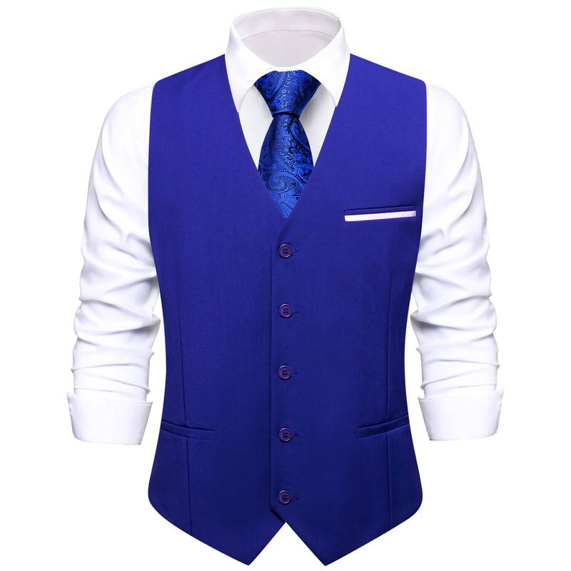 Mens Waistcoat with Adjustable Back Band Solid Formal Dress Vest for Wedding Groom Men's Formal Suit Vest with Pockets Men's Slim