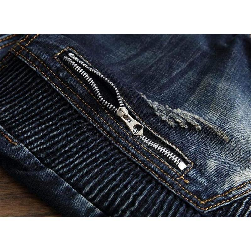 Men's Fashion Ripped Classic Distressed Straight Slim Fit Designer Jeans For Men Denim Pants