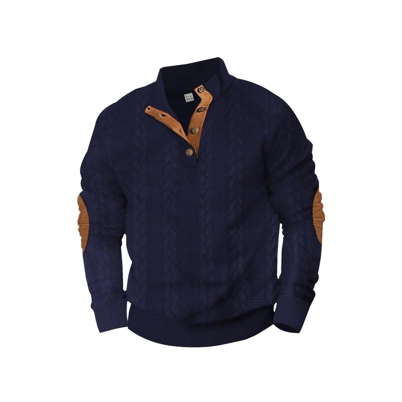 Stylish Men's Knitted Long Sleeve Pullover Sweater - Soft, Comfy, and Versatile Sweatshirt with Button Detail, Perfect for Spring and Autumn Casual Wear, Everyday Comfort, and Outdoor Activities