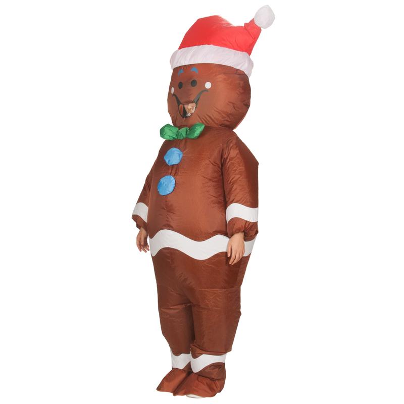 Christmas Inflatable Gingerbread Man Costume Christmas Party Blow-up Costume for Adult Christmas Decor Parade (Gingerbread Man)