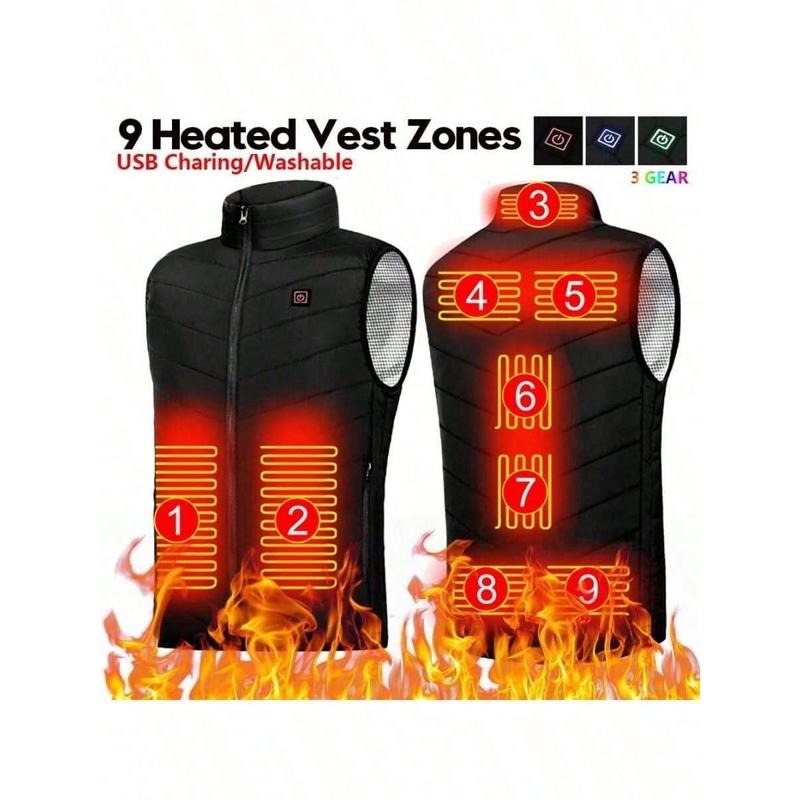 9 Areas Heated Vest Men Jacket Heated Winter Womens Electric Usb Heater Camping Jacket Man Thermal Vest Body Warmer Coat 6XL