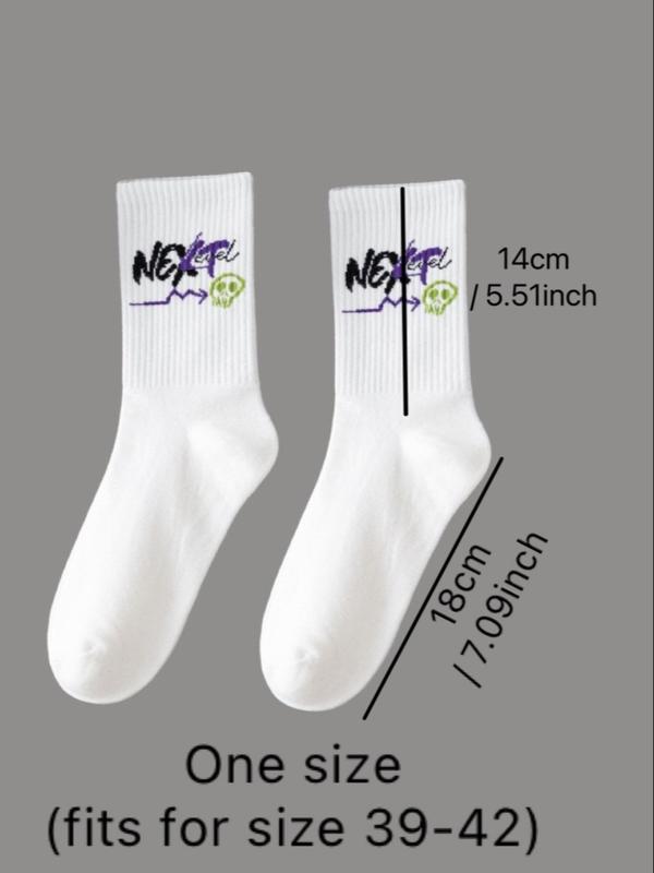 Men's Cartoon & Letter Print Crew Socks for Spring, Summer Wear 2024, Casual Comfy Breathable Socks for Daily Outdoor Wear, Cheap Stocking Gifts, Couple Socks for Summer Spring Fall, Menswear