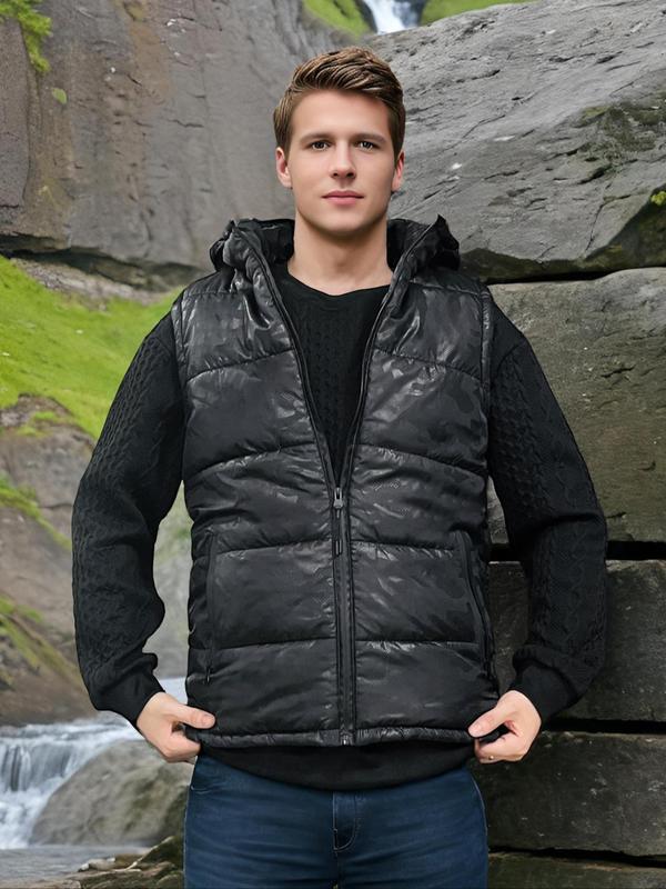 Men's Camo Print Pocket Zipper Hooded Vest Jacket, Regular Fit Casual Sleeveless Hooded Outerwear for Fall & Winter, Men's Clothes for Daily Wear