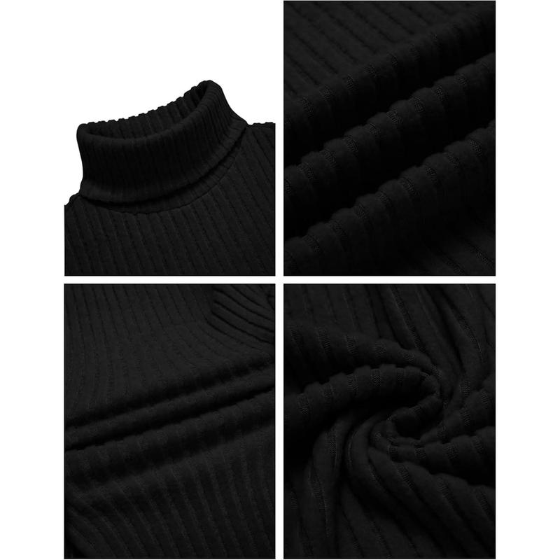 Men Turtleneck Shirts Lightweight Long Sleeve T Shirt Ribbed Thermal Tops Baselayer Pullover S-XXL