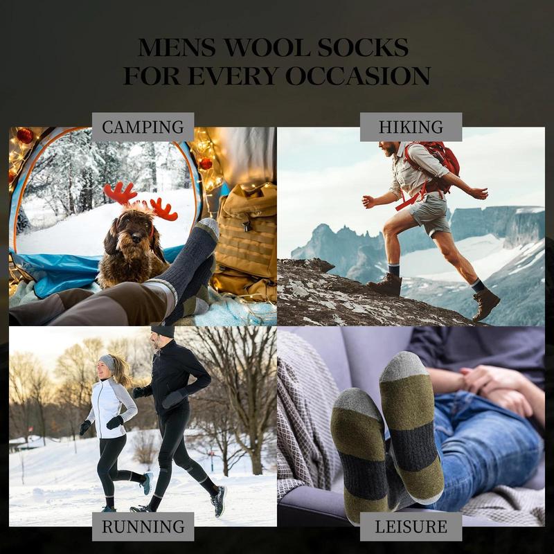 5 Pairs of Men's and Women's Wool Socks, Soft and Warm Casual Mid-Tube Socks, Comfortable and Breathable Sports, Suitable for Indoor and Outdoor