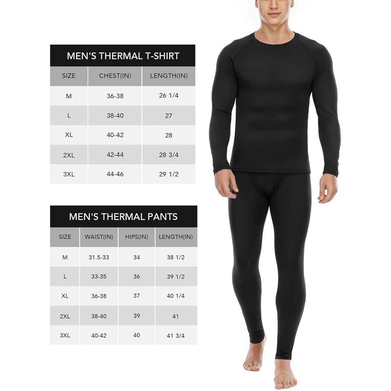 Thermal Underwear for Men: Fleece Lined Long Johns Base Layer Cold Weather Winter Ski Thermals Top and Bottom Set