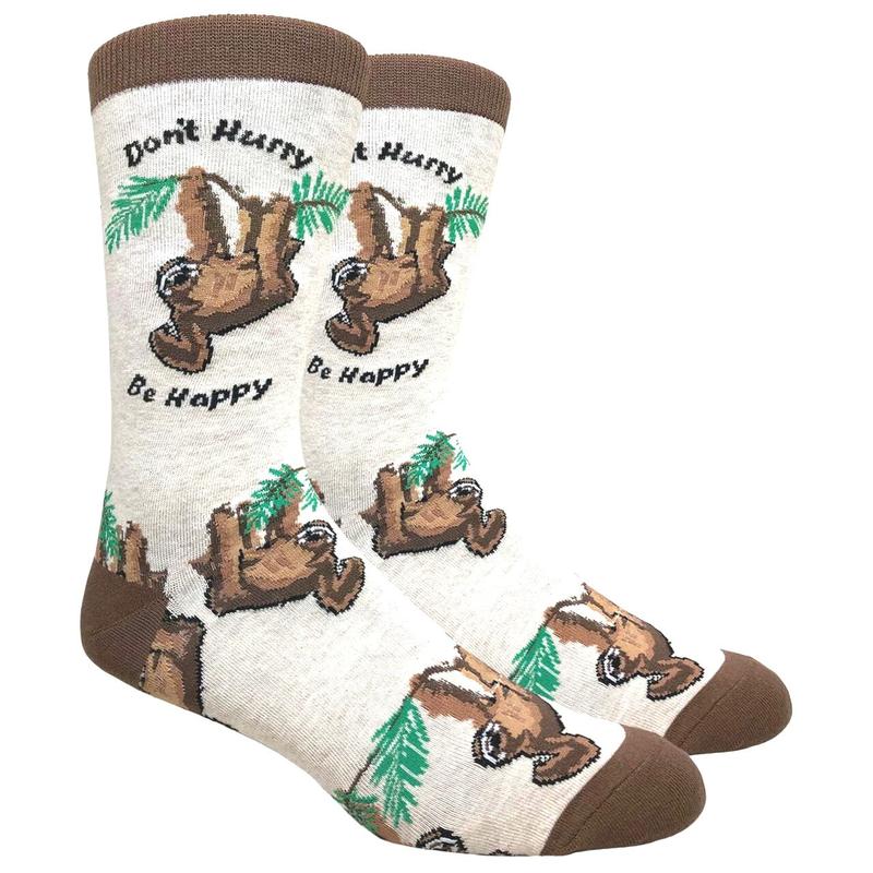 Don't Hurry, Be Happy Sloth Socks (Adult Large - Men's Shoe Sizes 8-12)