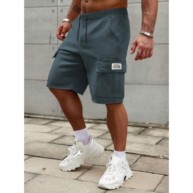 Men's Premium Solid Cargo Shorts - Multi-Functional Pockets, Adjustable Drawstring Waist, Breathable Fabric, Casual Summer Wear for Outdoor Activities and Travel