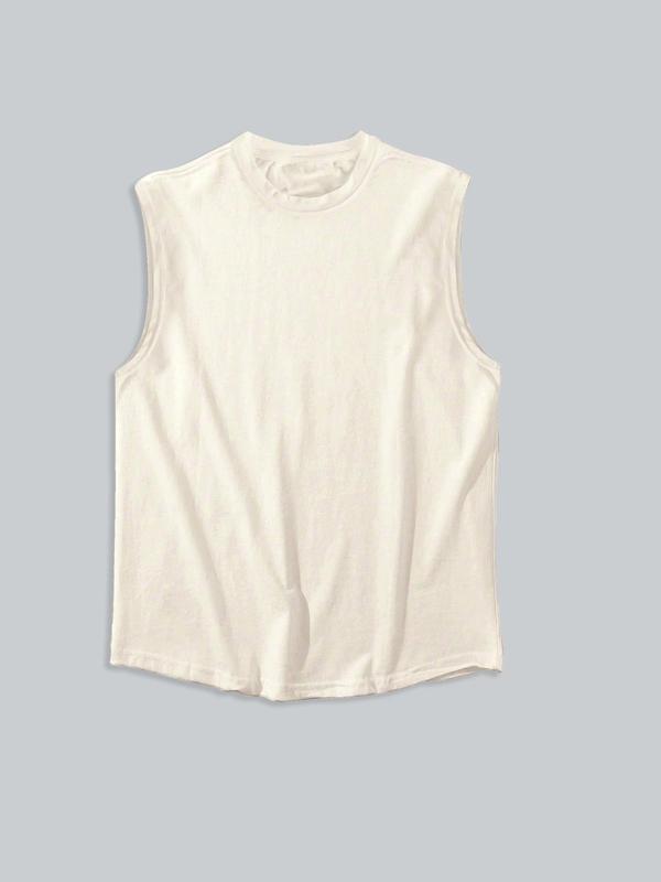 Men's Plain Round Neck Tank Top, Regular Fit Casual Streetwear Sleeveless Top for Summer, Summer Outfits, Men's Clothes for Daily Wear