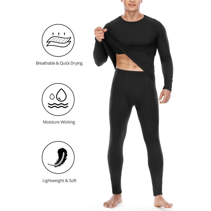 Thermal Underwear for Men: Fleece Lined Long Johns Base Layer Cold Weather Winter Ski Thermals Top and Bottom Set