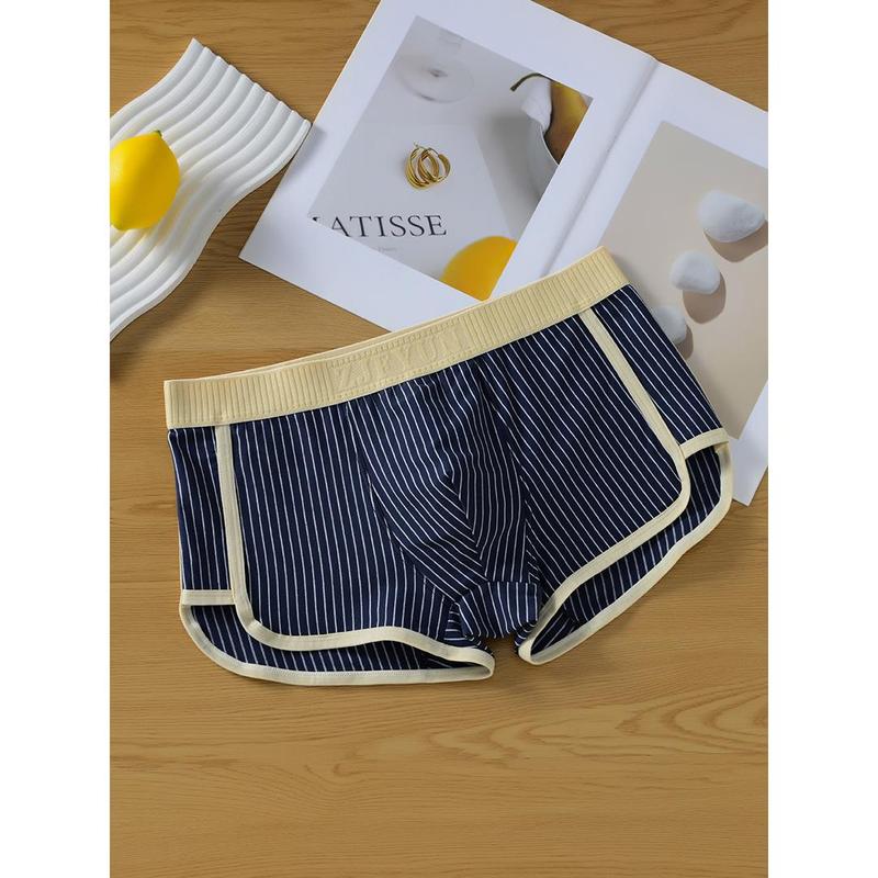 Men's Underwear Cotton Breathable Stripes Boxers Trendy Fashion Mid Waist Boxers Antibacterial Shorts